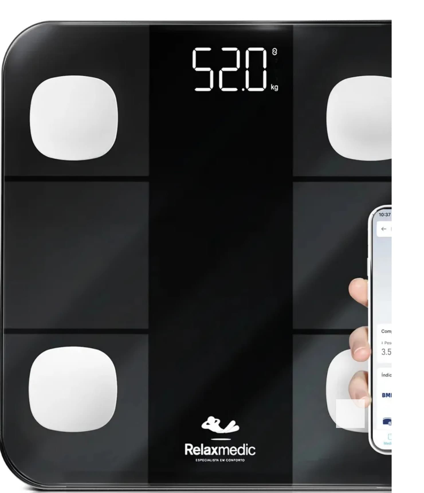 Balança Digital Corporal Bioimpedância Aplicativo Bluetooth Relaxmedic